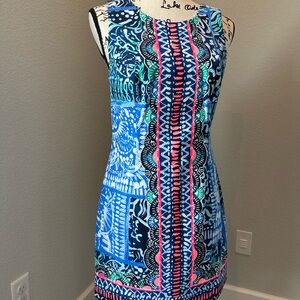 Lilly Pulitzer Blue and White Sheath Mini Dress